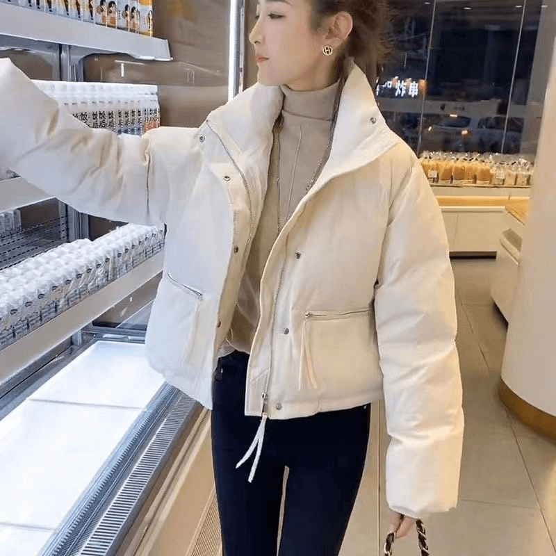 冬季2023年新款冬季时尚轻薄羽服女短款宽松加厚面包服小个子外