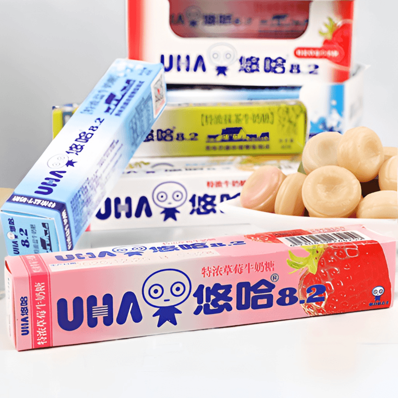 UHA悠哈特浓牛奶味抹茶儿童糖清凉口味盒装食品觉糖长条装口红ysl