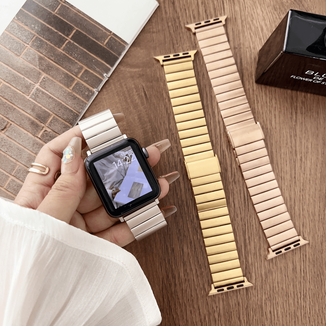 适用于苹果表带竹节一株不锈钢表带apple watch8765432金属手表带