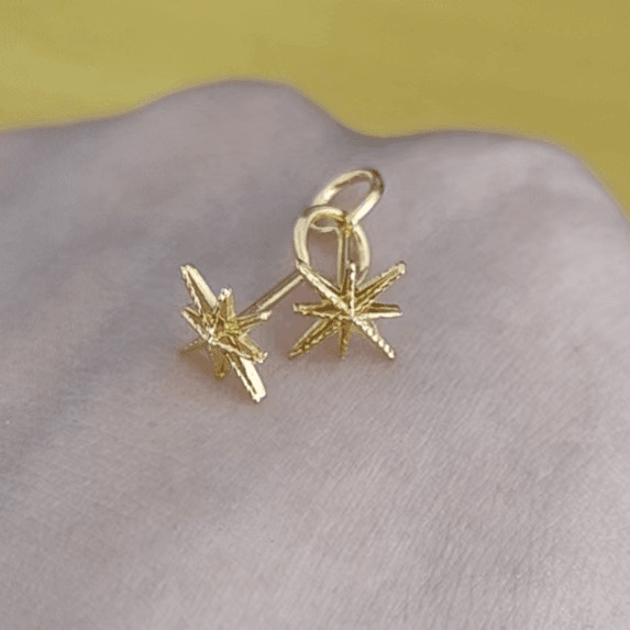 足金999芒星耳钉