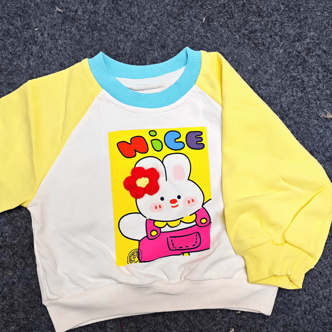 女童兔子花朵卫衣春秋款新款儿童时髦洋气套头23919