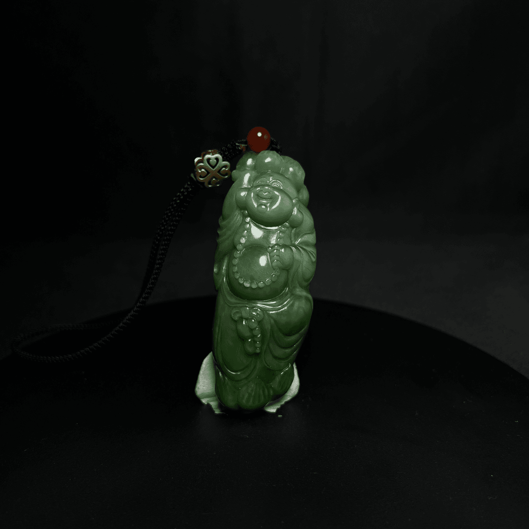 【玉龙展】和田玉 碧玉佛公手把件
