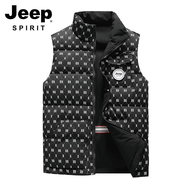 JEEP1982双面穿棉马甲时尚韩版棉服高端字母马夹男休闲厚款外套