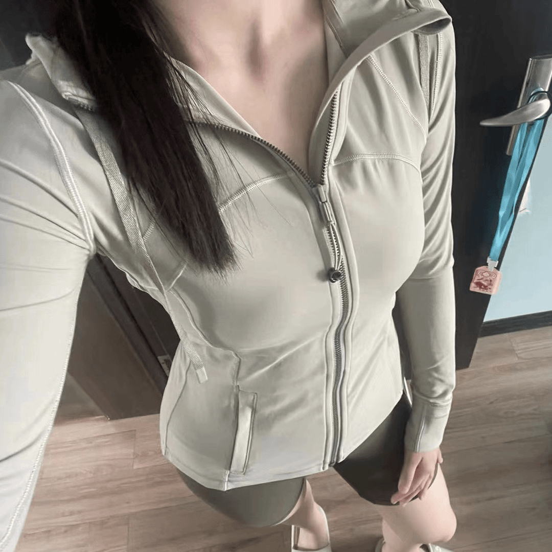 【高定】露丝女孩长款显瘦全拉链带帽长袖瑜伽夹克 2240