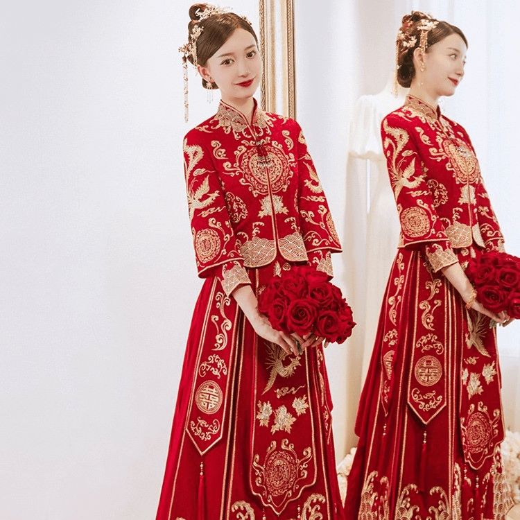 qq秀禾服新款2023结婚新娘婚礼礼服中式敬酒服小个子大码女秀和胖