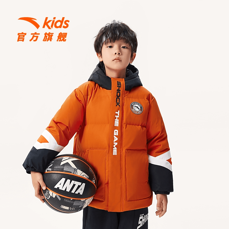 安踏儿童时尚两面穿三防羽绒服抗菌男童2023冬季外套352341735