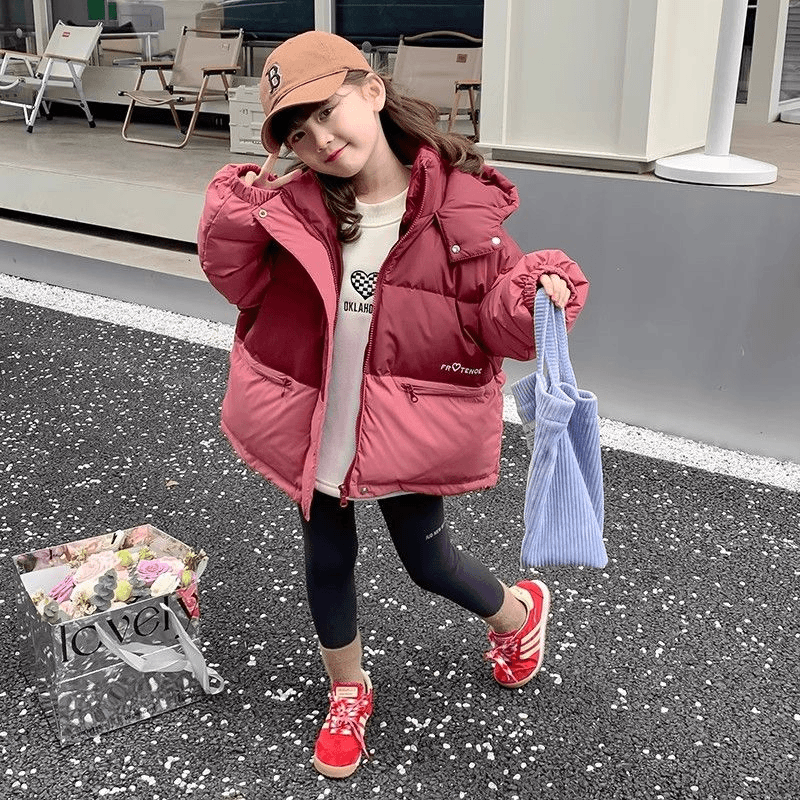 女童冬装羽绒服棉袄2023新款洋气儿童手塞棉冬季女孩加厚外套棉衣