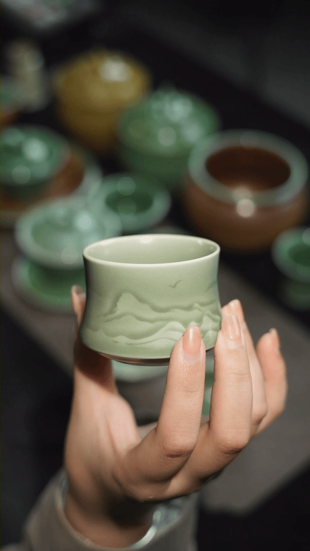 【闪购商品】瓷杯祁白 山水 收腰杯