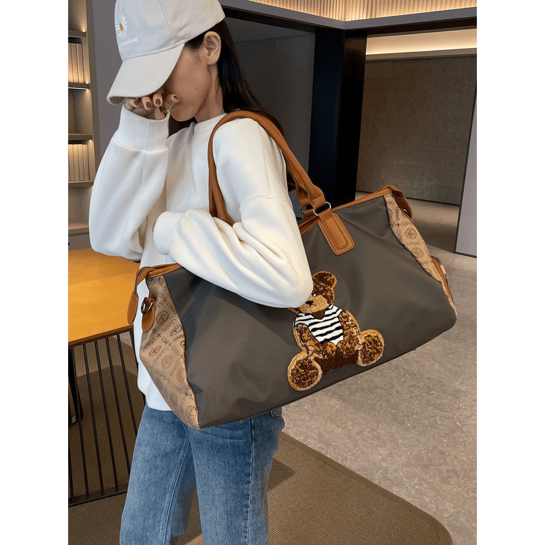 新款女士便携旅游行李包手提旅行包大容量女牛津布斜挎运动健身包