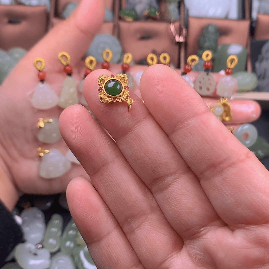 【闪购商品】和田玉颈饰银S925镀金镶嵌