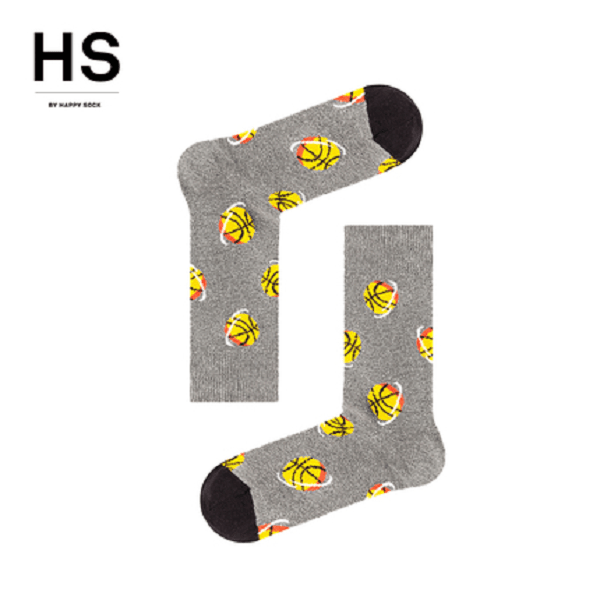 HappySocks灰色篮球春夏季潮牌ins通用潮流百搭透气中筒袜袜子
