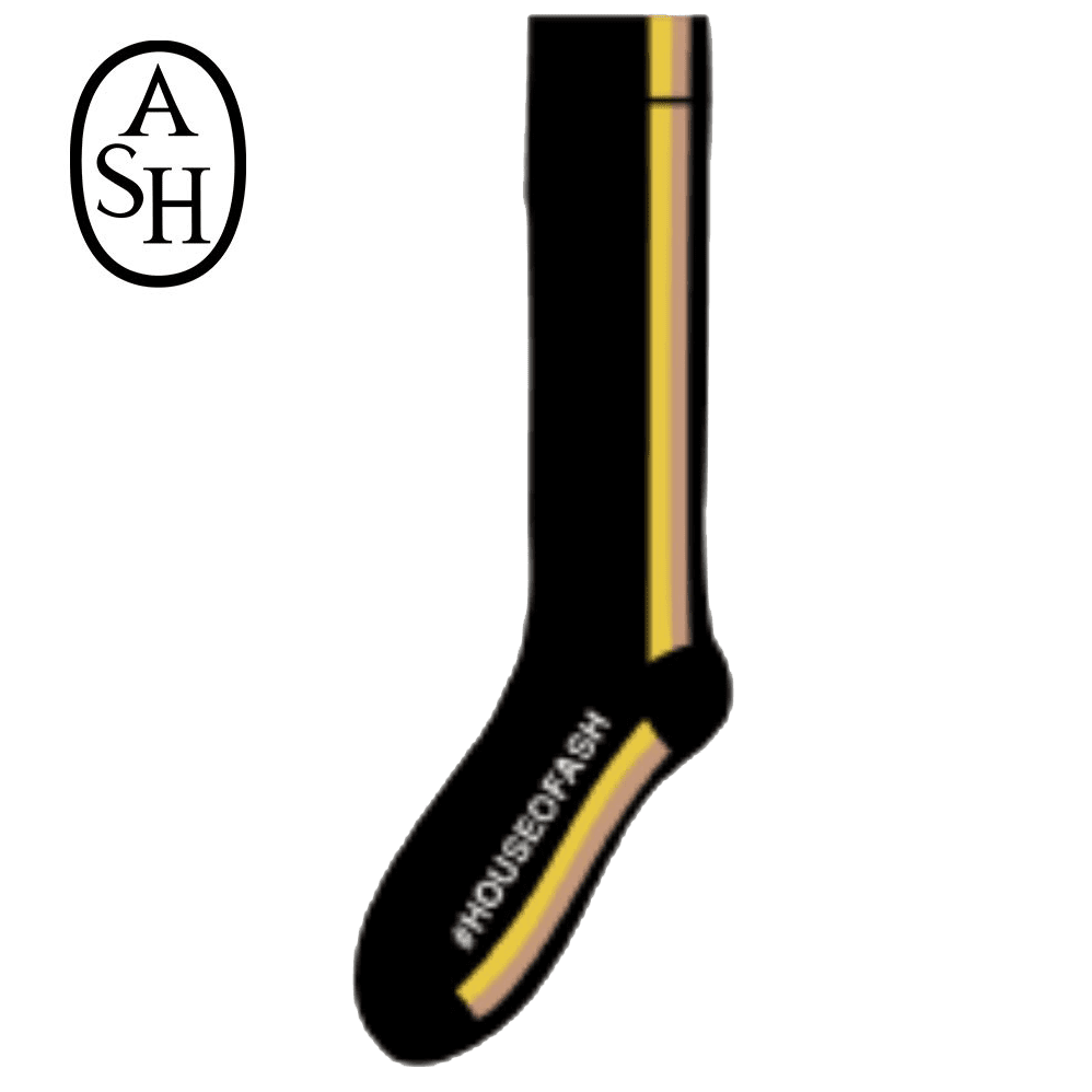 ASH单双反光LOGO款潮袜女袜黑色