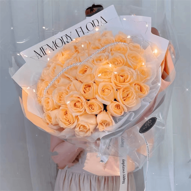 【情意绵绵】52朵玫瑰花束送彩灯生日礼物送男友/送女友 花店送花