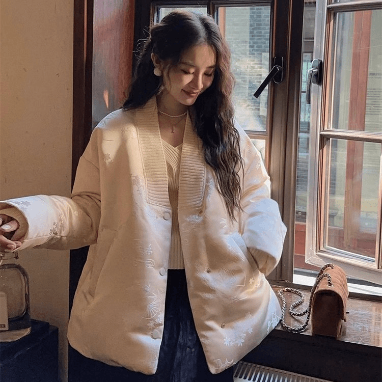 三吉黑花【松韵漫城】新中式元素羽绒外套 SJ811149