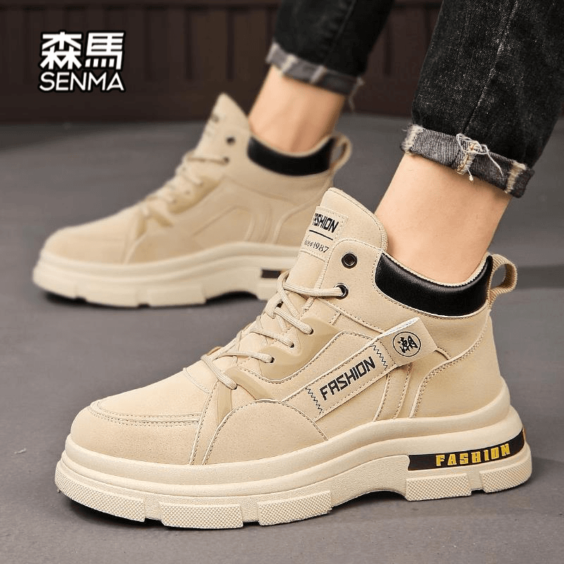 森马马丁靴男鞋冬季高筒美式复古劳保工装靴户外登山防水沙漠作战