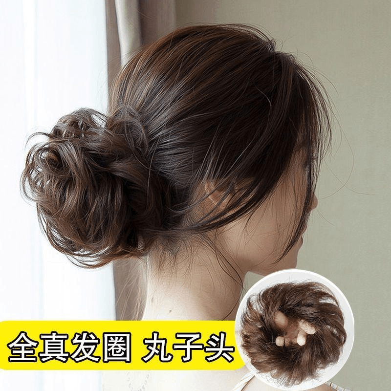 真发丸子头假发圈真发卷发圈花苞蓬松自然抓夹发包增发量盘头发包
