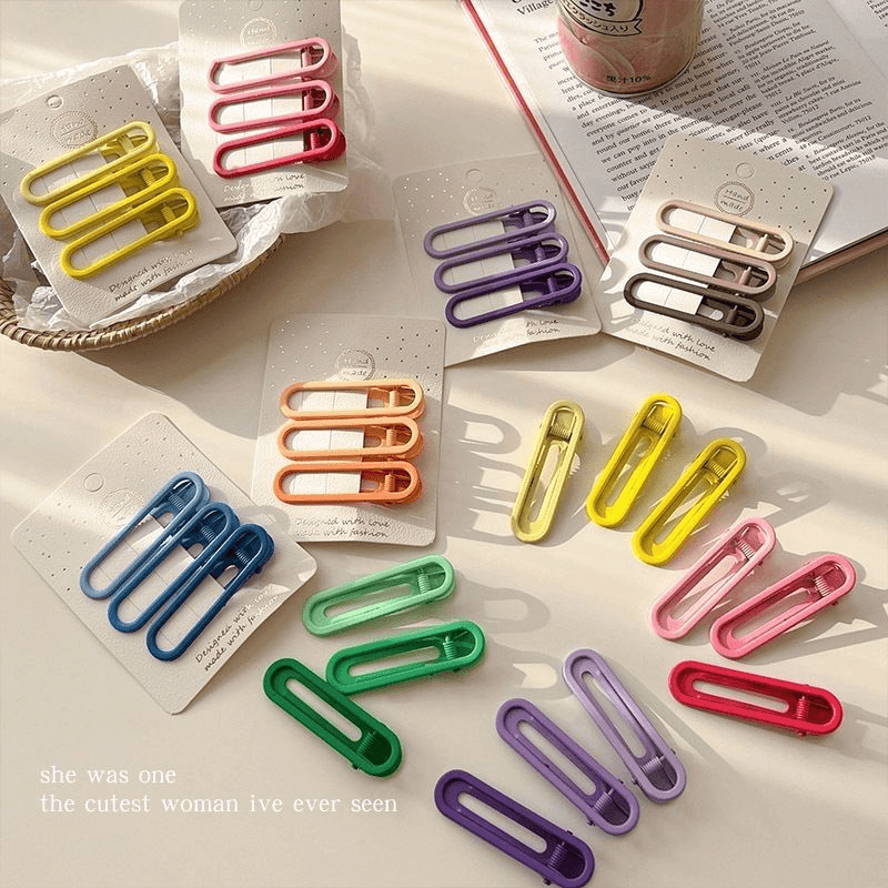 彩色鸭嘴一字夹发卡女侧边刘海小夹子头饰网红碎发边夹前额小发夹