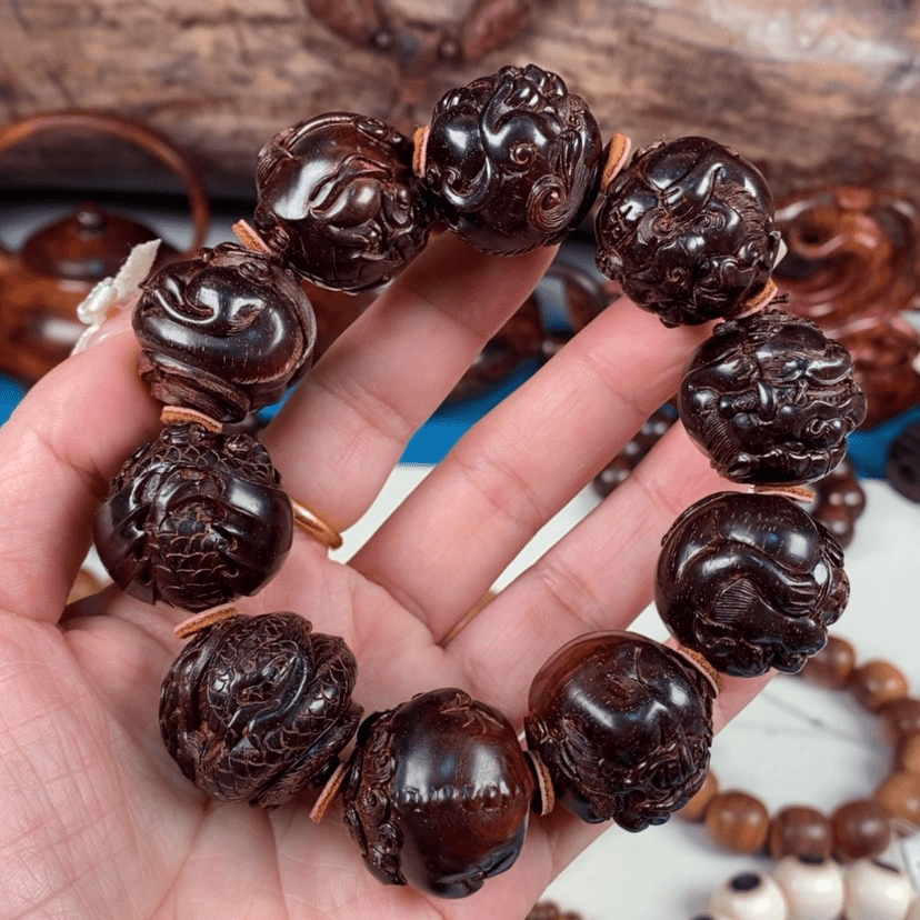 【闪购商品】香道类孖*印度小叶紫檀2.5龙生九子高货