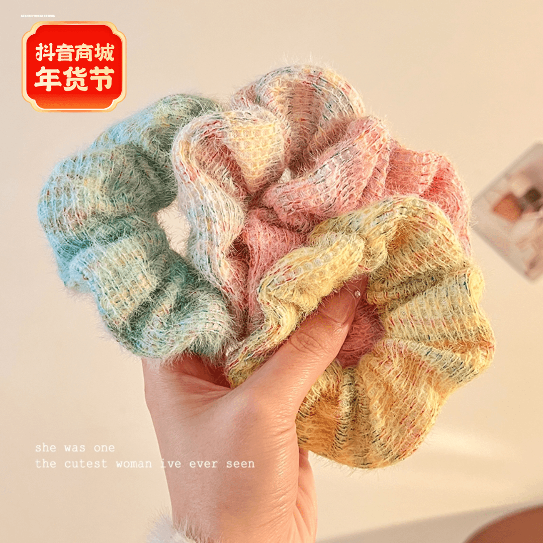 设计马海毛大肠发圈头绳高马尾百搭显白少女小众新款精致发饰耐用