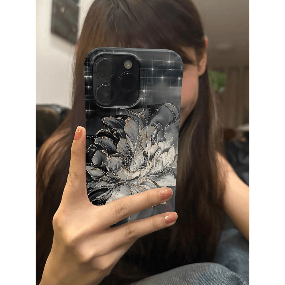 oppo/vivo绘画银白牡丹苹果IPhon14promax/14pro/14/13/12/11菲林
