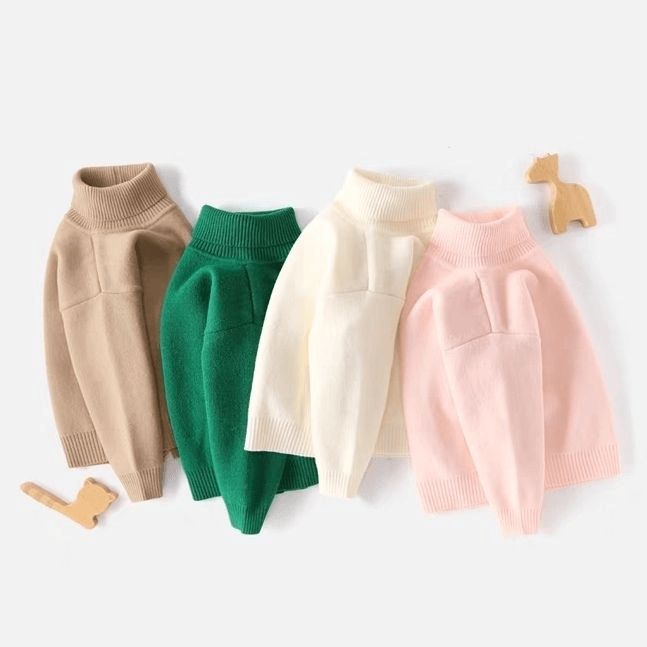 儿童高领毛衣秋冬女童一体绒打底衫加绒男童内搭针织衫白色保w23