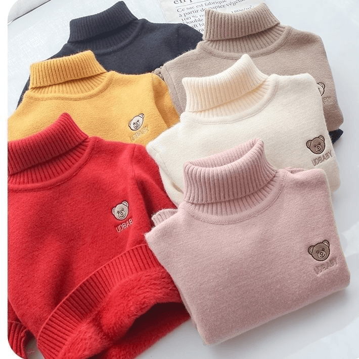 儿童高领毛衣一体绒男宝女宝高领洋气打底针织衫儿童加厚毛衣w23