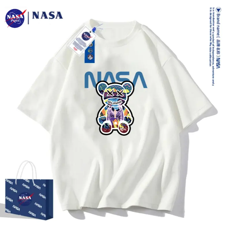 NASA联名2023新款夏季潮流时尚纯棉透气男女情侣款休闲百搭T恤