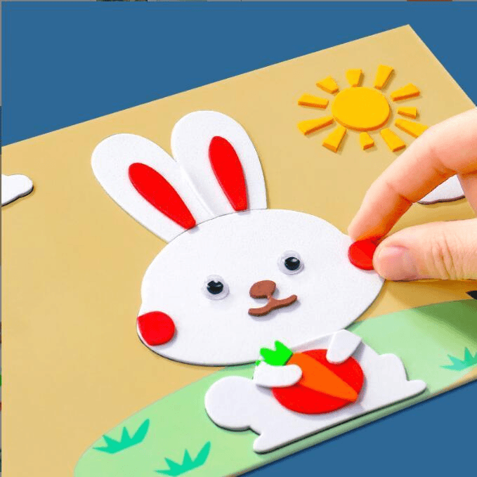 儿童贴画eva卡通手工制作材料包幼儿园小班手diy宝宝玩具3d立体画