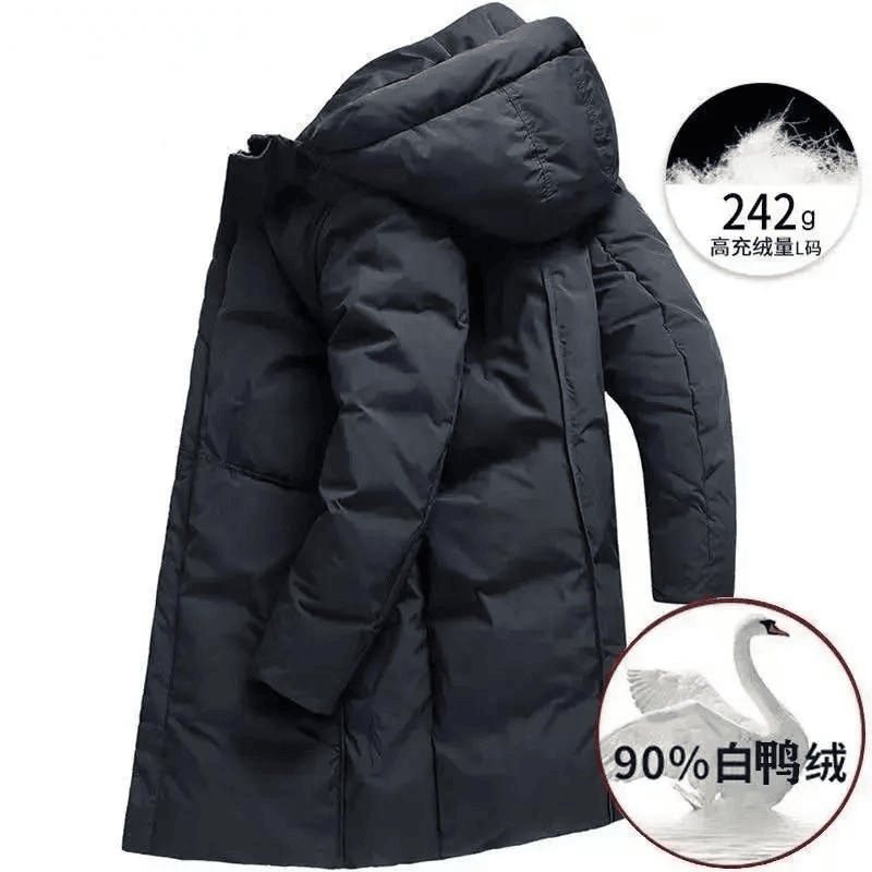 波司澄23新款羽绒服鸭鸭中长款羽绒服男士冬季白鸭绒时尚青年保暖
