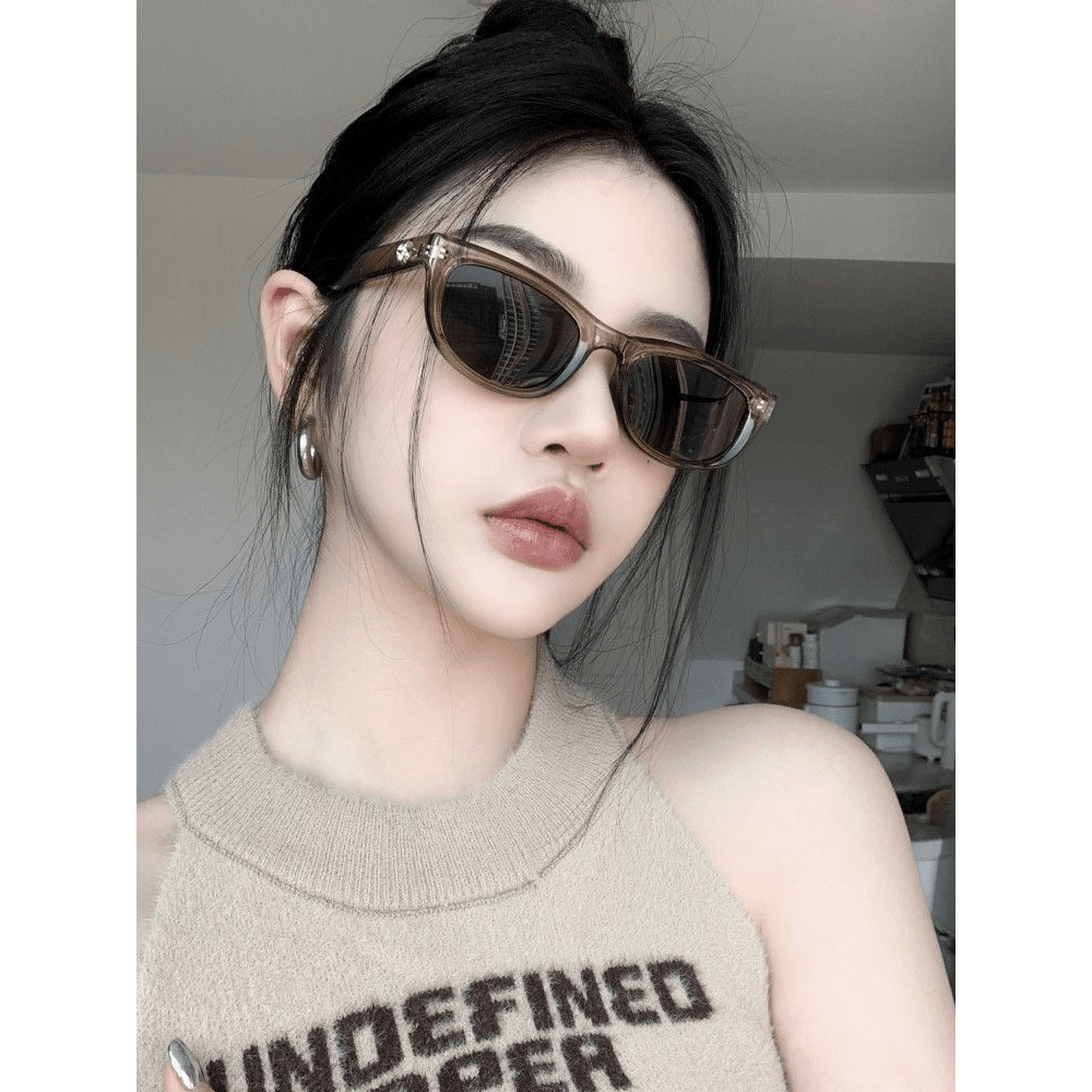 墨镜欧美甜酷辣妹氛围感高级绿色太阳眼镜方圆脸显瘦网红gm女复古