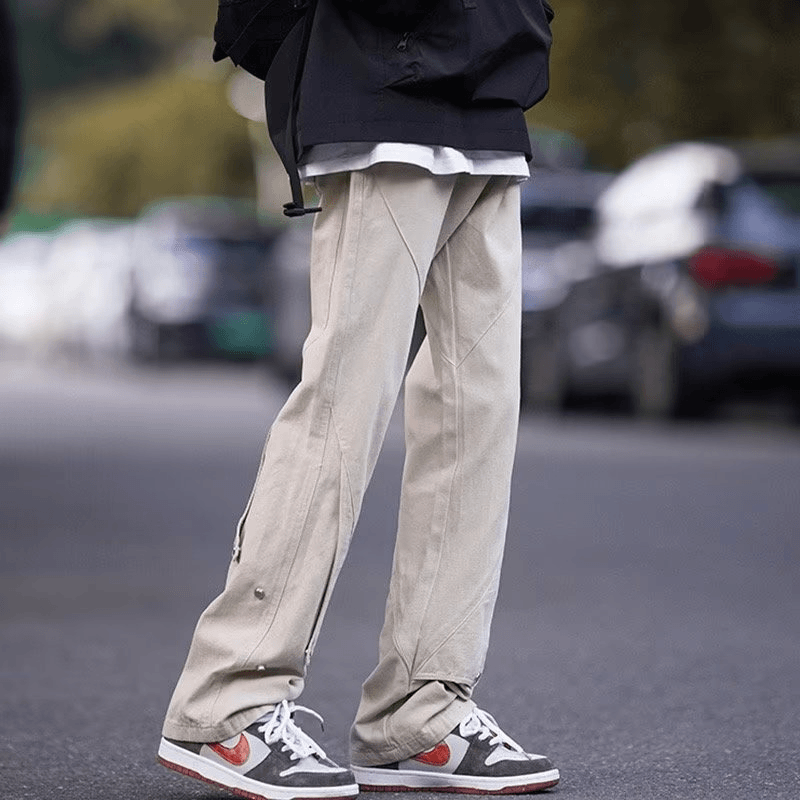 工装裤男春季美式复古直筒宽松休闲裤2023新款潮牌设计感高街裤子