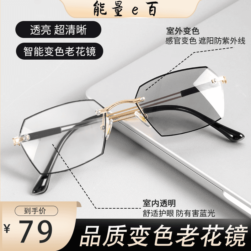 【高品质变色老花镜】远近两用能当墨镜的老花镜高端防蓝光高颜值2