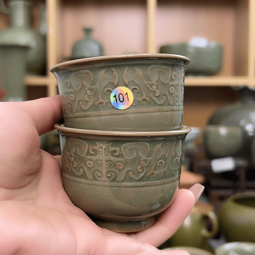 【闪购商品】瓷碗南**树饕餮一对