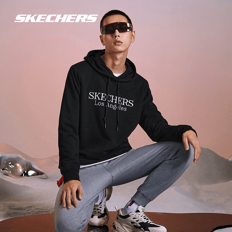 Skechers斯凯奇男女同款运动宽松时尚连帽卫衣L421U129L421U130