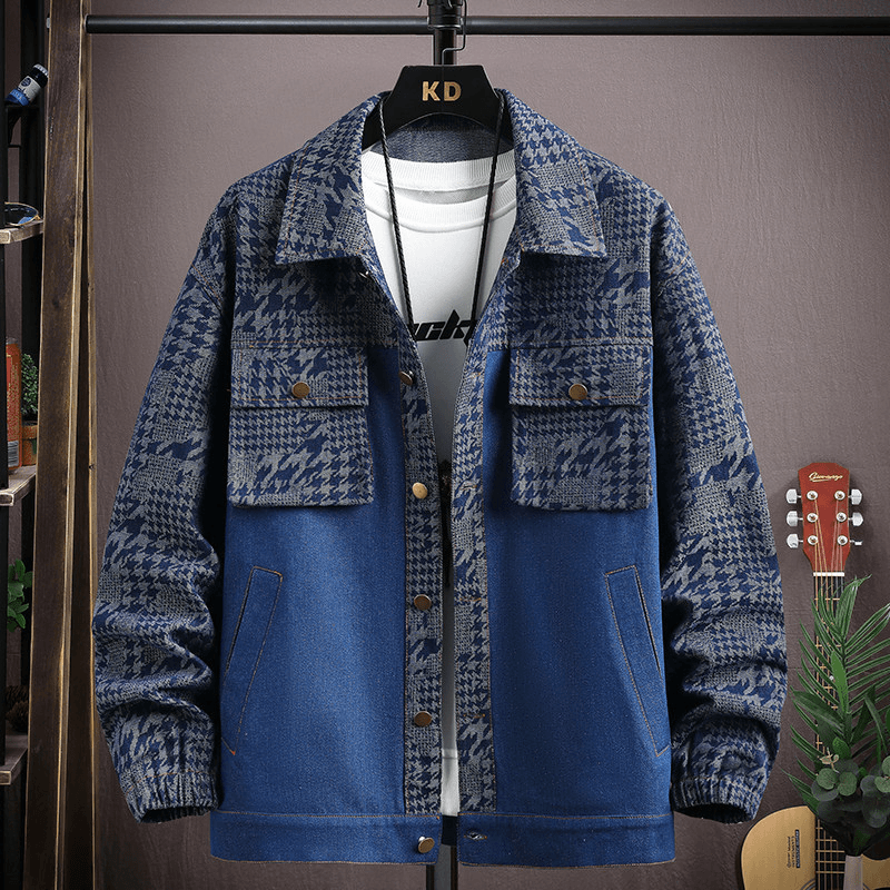 秋季爆款牛仔外套男款潮牌高档痞帅国风男士牛仔大码夹克男装外套