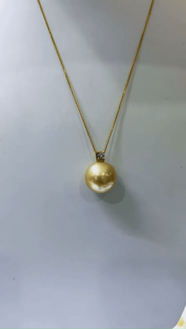 【闪购商品】海水珍珠颈饰18K金镶嵌南洋海水金珍珠吊坠15mm