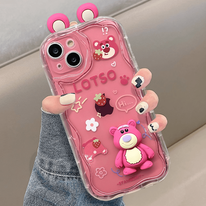 大耳朵草莓熊苹果13华为/vivo/oppo/小米iPhone14pro设计感手机壳