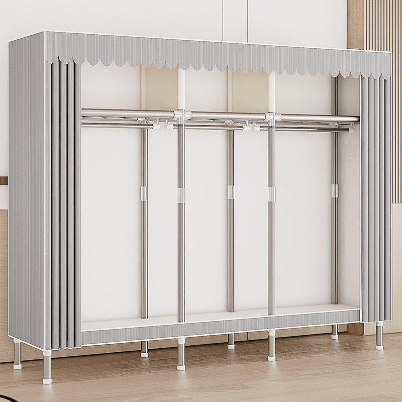 全合金接头简易衣柜家用卧室布衣柜出租房宿舍结实耐用铁衣橱组装