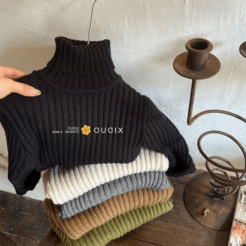 2024新款男女童套头毛衣秋冬洋气韩版儿童加厚高领长袖打底针童装