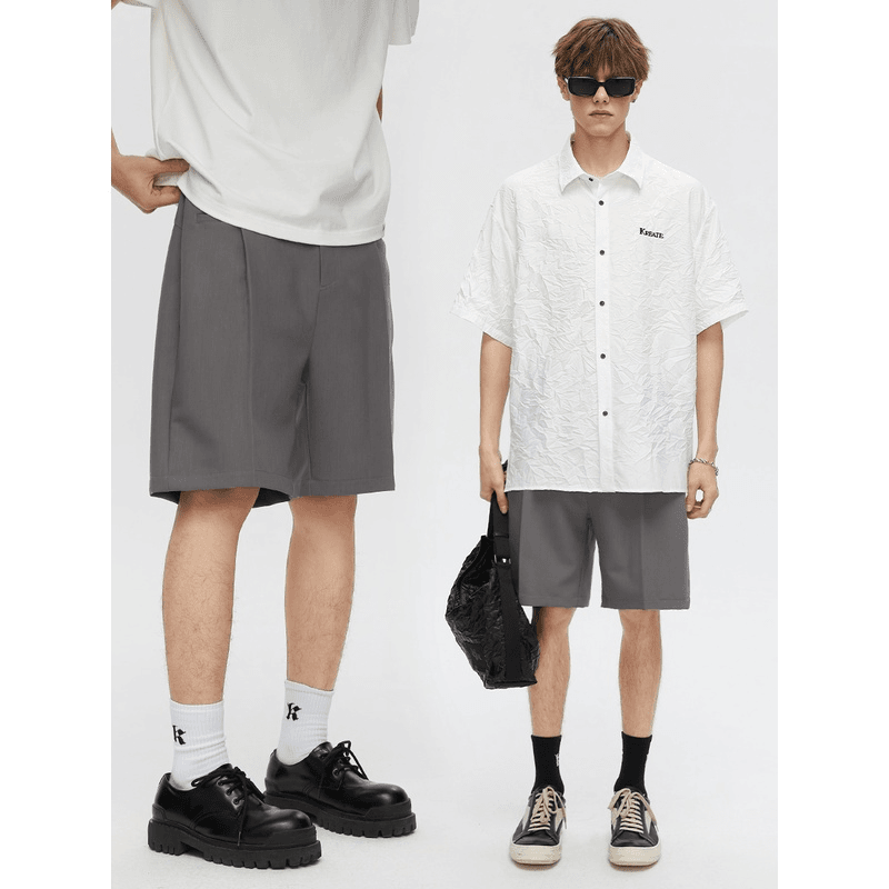 KREATE 23SS cleanfit亲肤面料一字袋宽松挺括版型休闲西装短裤男