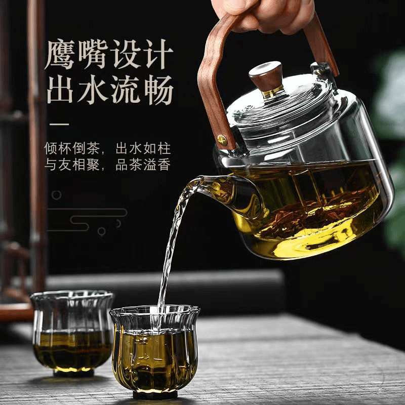 【小扬哥优选】日式烧水透明全自动大号过滤高硼硅耐热玻璃 提梁壶
