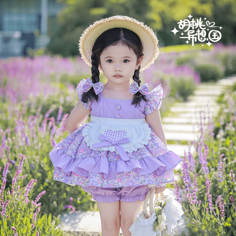 B品微瑕【双色穗花连衣裙】复古画报款碎花裙