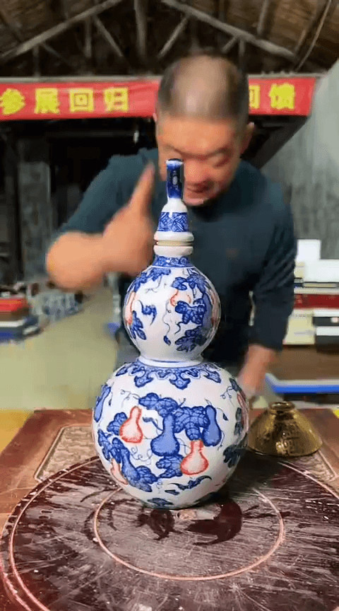 【闪购商品】瓷摆件青花釉里红葫芦