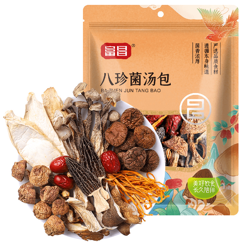 富昌 八珍菌汤包 70g*2（有羊肚菌）煲汤食材 山珍南北干货食用菌