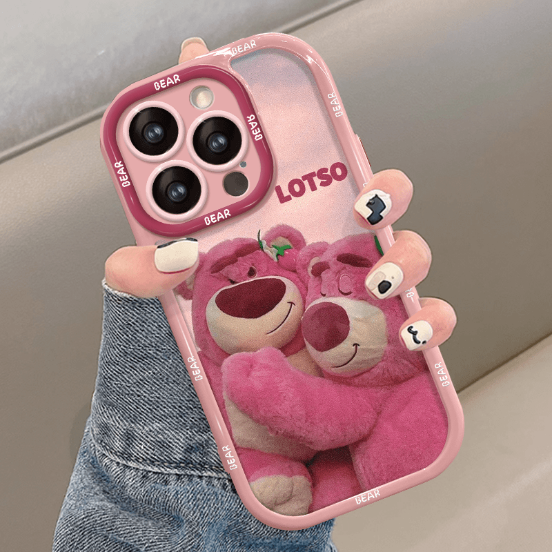 苹果14ProMax手机壳新iPhone13pro可爱Xr抱抱草莓熊12女款11全包8