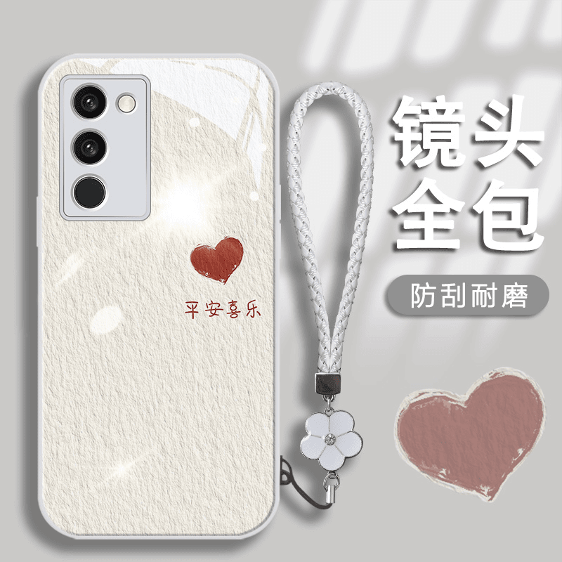 适用于vivos17手机壳保护套平安喜乐诸事顺利玻璃壳全包防摔