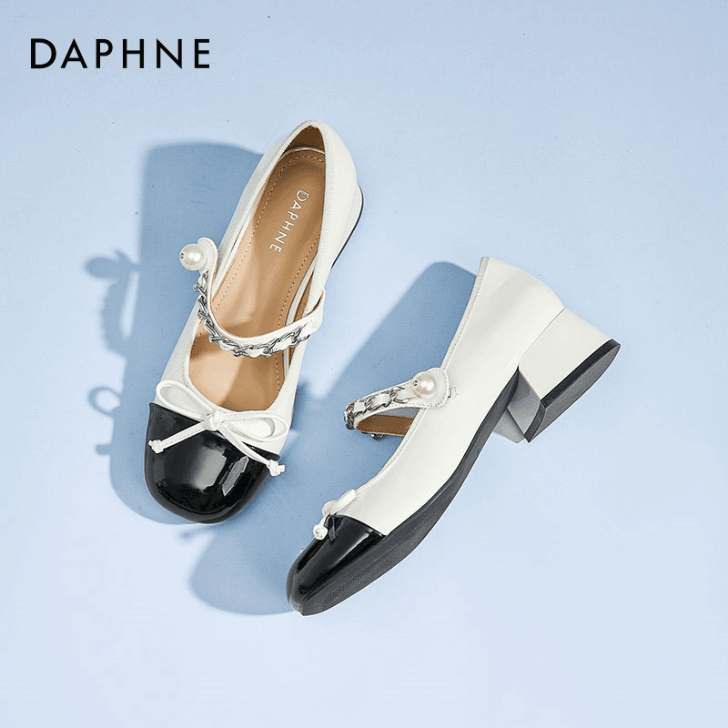 Daphne/达芙妮夏季百搭圆头气质温柔时尚乐福鞋女鞋
