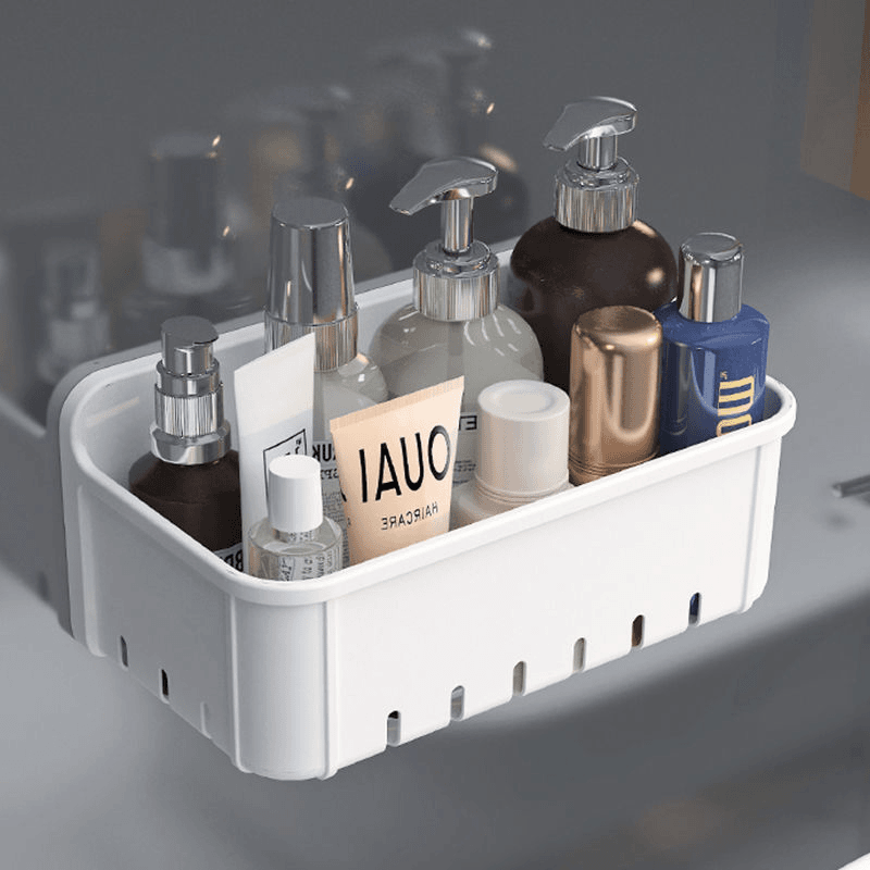 卫生间壁挂式沥水收纳篮浴室洗漱台免打孔护肤品化妆品置物架牙刷