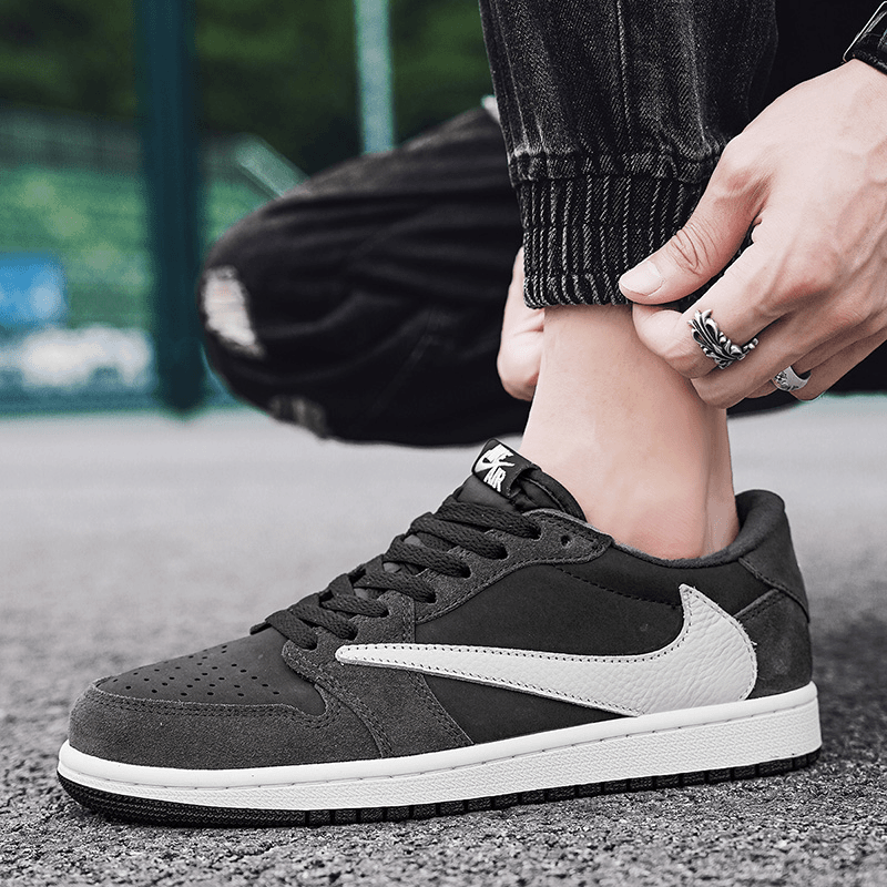 nike/耐克AJ1 乔1黑灰倒钩男女款运动休闲板鞋百搭低帮【球鞋定制】