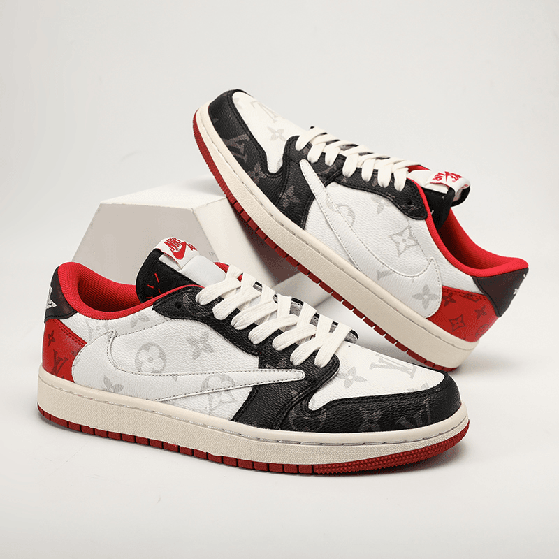 Nike/耐克Air jordan 1 Low白红男女运动休闲板鞋低帮【球鞋定制】